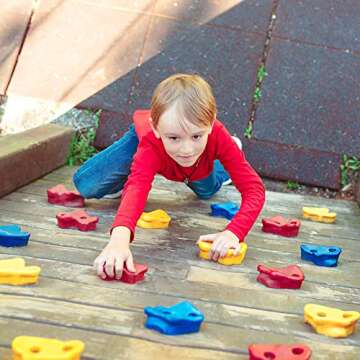 Perantlb 25 Rock Climbing Holds,Wall Climbing Rocks with 8ft Notted Rope-Indoor and Outdoor Play Set for Kids,Includes Mounting Hardware,Carry Bag and 25 Handles-Ninja Warrior Accessories…