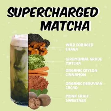 Renude Chaga Matcha - Chaga Mushroom Powder, Matcha Superfood Drink Mix with Adaptogens, Ceremonial Grade Mushroom Matcha, Keto, Vegan, Sugar Free, Natural Energy and Immune Support - 30 Servings