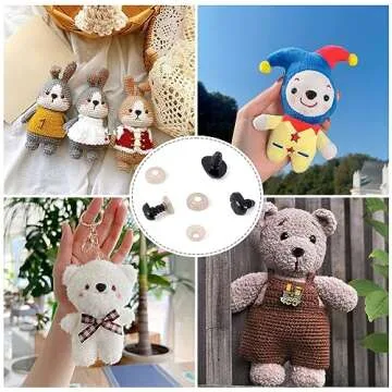 Craftdady 100Sets Black Plastic Safety Noses Crafts with Washers for DIY Doll Toys Puppet Plush Animal Making
