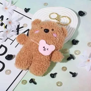 Craftdady 100Sets Black Plastic Safety Noses Crafts with Washers for DIY Doll Toys Puppet Plush Animal Making