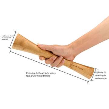 Year of Plenty 12-Inch Bamboo Fermenting Tamper - for Packing Sauerkraut and Other Healthy Fermented Foods into Mason Jars | Also Known as a Sauerkraut Pounder, Vegetable Stomper or Kraut Pounder