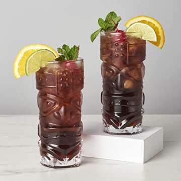 Viski Tropical Tiki Glasses Set - Stylish Cocktail Tumblers