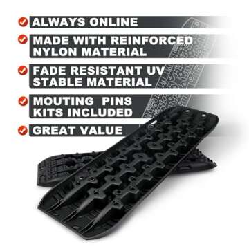 X-BULL New Recovery Traction Tracks Sand Mud Snow Track Tire Ladder 4WD (Black,3gen)