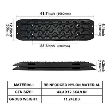 X-BULL New Recovery Traction Tracks Sand Mud Snow Track Tire Ladder 4WD (Black,3gen)