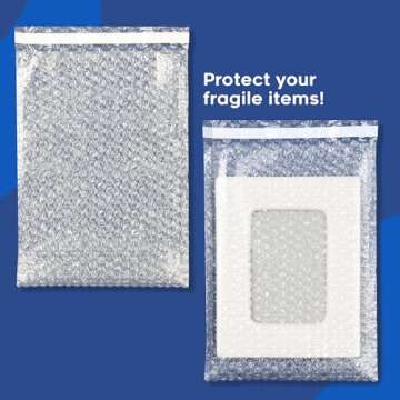 The Boxery 8x11.5" Clear Self-Sealing Bubble Out Bag Pouches -100 Pack- Bubble Cushion Wrap Bags for Packing, Storage, Moving, and Shipping fragile items
