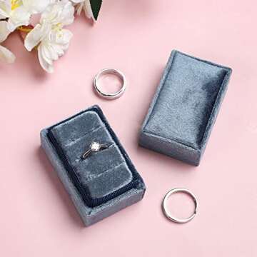 Etercycle Velvet Ring Box | Elegant 3 Slot Jewelry Holder
