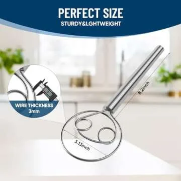YIGEDA Danish Dough Whisk Stainless Steel Hook Dutch Mixer Tool for Bread Sourdough Baking Mixing