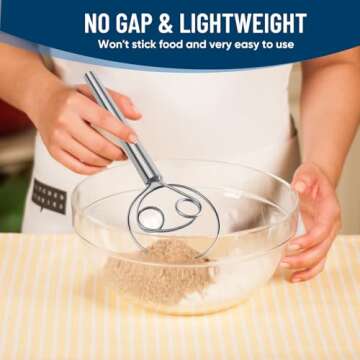 YIGEDA Danish Dough Whisk Stainless Steel Hook Dutch Mixer Tool for Bread Sourdough Baking Mixing
