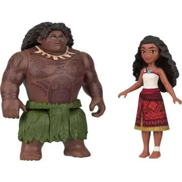 Mattel Disney Moana 2 Toys, Moana & Maui Ocean Adventures 2-Pack with 2 Small Dolls & Hook Accessory, Inspired by The Movie