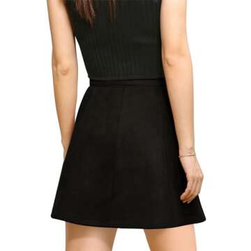 Allegra K Women's Faux Suede Button A-Line High Waisted Christmas Flared Mini Short Skirt