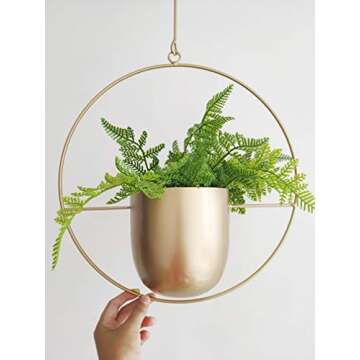 RISEON Boho Gold Metal Plant Hanger – Modern Indoor Outdoor Decor