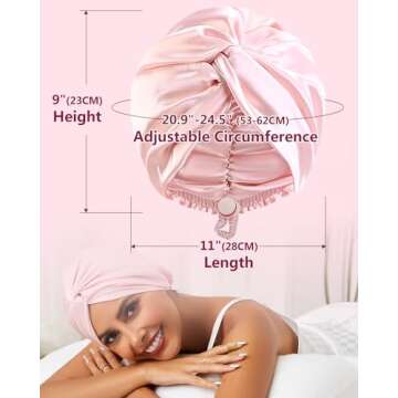 HFRHTGY Adjustable Silk Satin Hair Bonnet for Sleeping, Double Layer Hair Wrap Sleep Cap Turban for Women Men, Curly Straight Long Large Braid Unisex (Royal Pink)