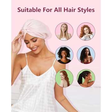 HFRHTGY Adjustable Silk Satin Hair Bonnet for Sleeping, Double Layer Hair Wrap Sleep Cap Turban for Women Men, Curly Straight Long Large Braid Unisex (Royal Pink)