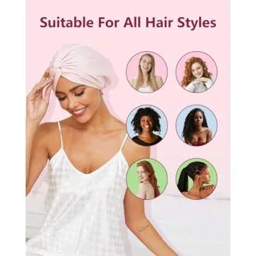 HFRHTGY Adjustable Silk Satin Hair Bonnet for Sleeping, Double Layer Hair Wrap Sleep Cap Turban for Women Men, Curly Straight Long Large Braid Unisex (Royal Pink)