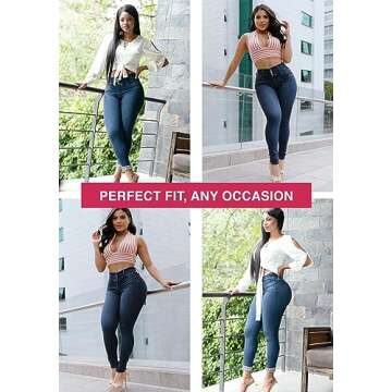 LT.ROSE 1322 Butt Lifting Colombian Jeans Pantalones Colombianos Levanta Cola Deep Blue 7