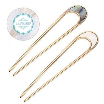 Lurrose Elegant U-Shaped Vintage Hair Sticks – 2pcs Alloy Hair Pins for Stylish Updos