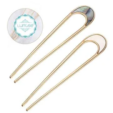 Lurrose Elegant U-Shaped Vintage Hair Sticks – 2pcs Alloy Hair Pins for Stylish Updos