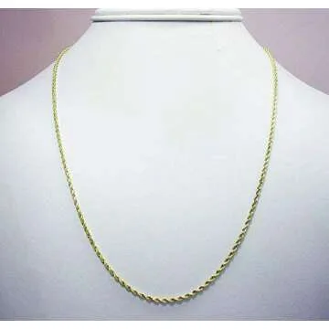 FZTN Jewelry Gold Necklace for Men 2mm Diamond Cut Rope Chain 18K Gold Plated Stainless Steel Link Choker Necklace 18 Inch