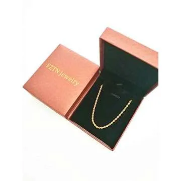 FZTN Jewelry Gold Necklace for Men 2mm Diamond Cut Rope Chain 18K Gold Plated Stainless Steel Link Choker Necklace 18 Inch