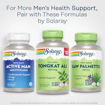 SOLARAY Tongkat Ali 400 mg - Longjack Tongkat Ali for Men - Herbal Support for Men's Health and Vitality - Vegan, Non-GMO, Lab Verified - 180 Servings, 180 VegCaps