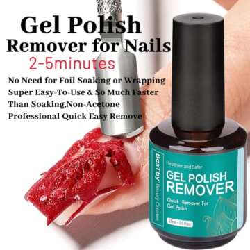 BesTby Gel Nail Polish Remover - Gel Polish Remover for Gel Nails Professional 2-5 Minute, with Cuti...