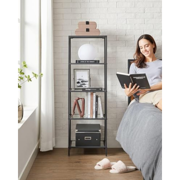 VASAGLE 5-Tier Bookcase Slim Shelf Stylish Storage Unit
