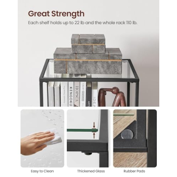 VASAGLE 5-Tier Bookcase Slim Shelf Stylish Storage Unit