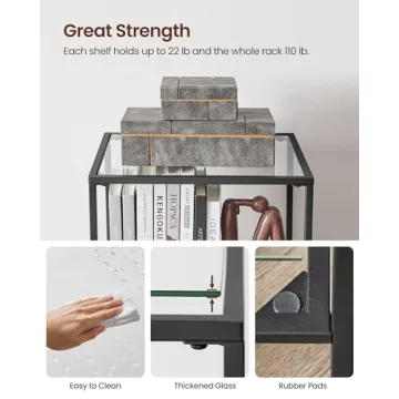 VASAGLE 5-Tier Bookcase Slim Shelf Stylish Storage Unit