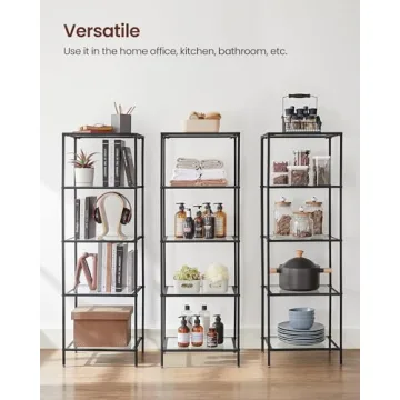 VASAGLE 5-Tier Bookcase Slim Shelf Stylish Storage Unit