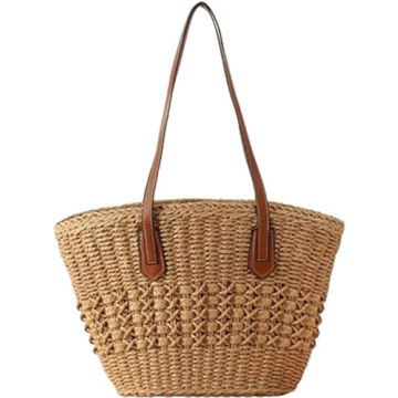 Womens Straw Tote Bag - Handwoven Beach Purs for Summer 2024