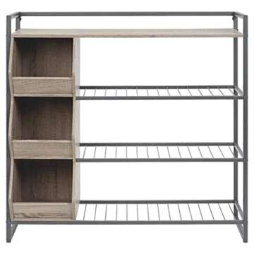 Signature Design by Ashley Maccanet Shoe Rack with Storage Cubbies, Brown
