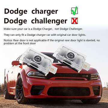 通用 Car Door Logo Lights Courtesy LED Projector Lamps Accessories Compatible for Charger 2012-present