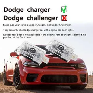 通用 Car Door Logo Lights Courtesy LED Projector Lamps Accessories Compatible for Charger 2012-present