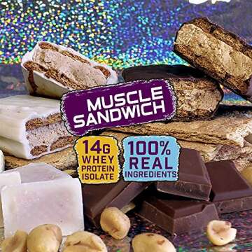 Muscle Foods Muscle Sandwich Bars | Real Ingredients, High Protein Variety Pack (12 Count)