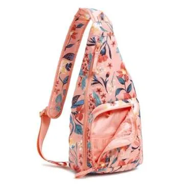 Vera Bradley Ripstop Sling Backpack, Paradise Bright Coral