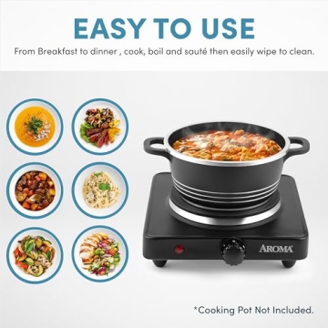 Aroma Housewares AHP-303 Single Burner Hot Plate, Metal, Black