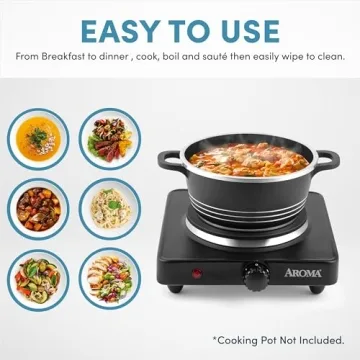 Aroma Housewares AHP-303 Single Burner Hot Plate, Metal, Black