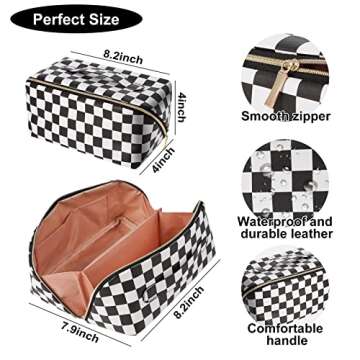 QFDS Large Capacity Travel Makeup Bag,Portable Leather Waterproof Women Travel Organizer,with Handle and Divider Flat Lay Cosmetic Bags (Football Pattern)