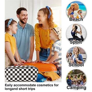 QFDS Large Capacity Travel Makeup Bag,Portable Leather Waterproof Women Travel Organizer,with Handle and Divider Flat Lay Cosmetic Bags (Football Pattern)