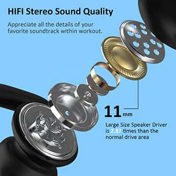 ZZN Wireless Headphones Waterproof IPX5 Sports Headsets Gym Running Bluetooth Sweatproof Earphones Noise Canceling Comfortable 20 Hours Battery ZT02 Charging Case Earbuds