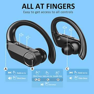 ZZN Wireless Headphones Waterproof IPX5 Sports Headsets Gym Running Bluetooth Sweatproof Earphones Noise Canceling Comfortable 20 Hours Battery ZT02 Charging Case Earbuds