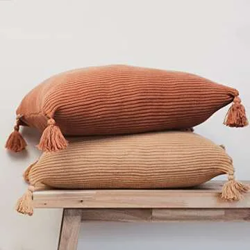 Lumi Living Rust Textured Rib Knit Throw Pillow Cover