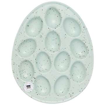 Now Designs Deviled Egg Tray, Robin Blue - Holds Dozen Eggs | Stoneware