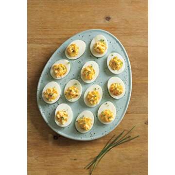 Now Designs Deviled Egg Tray, Robin Blue - Holds Dozen Eggs | Stoneware