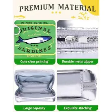 Cessfle Canned Sardines Makeup Bag, Funny Sardine Tin Fish Cosmetic Bag, Creative Cute Makeup Bag Kawaii Pencil Case Pouch, Coquette Make up Pouch for Women