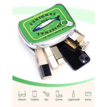 Cessfle Canned Sardines Makeup Bag, Funny Sardine Tin Fish Cosmetic Bag, Creative Cute Makeup Bag Kawaii Pencil Case Pouch, Coquette Make up Pouch for Women