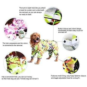 GabeFish Waterproof Dog Raincoat - 9 Colors & 10 Sizes