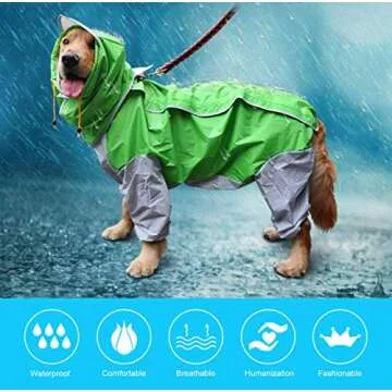 GabeFish Waterproof Dog Raincoat - 9 Colors & 10 Sizes