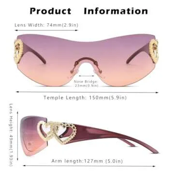 Trendy Pro Acme Y2K Rimless Oversized Sunglasses