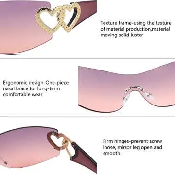 Trendy Pro Acme Y2K Rimless Oversized Sunglasses